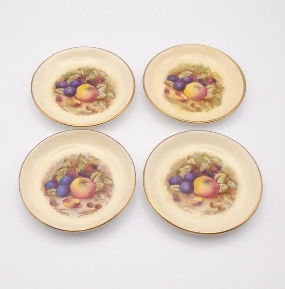 Aynsley Orchard Gold Butter Pats: England Bone China Fruit Dishes, Set of 4