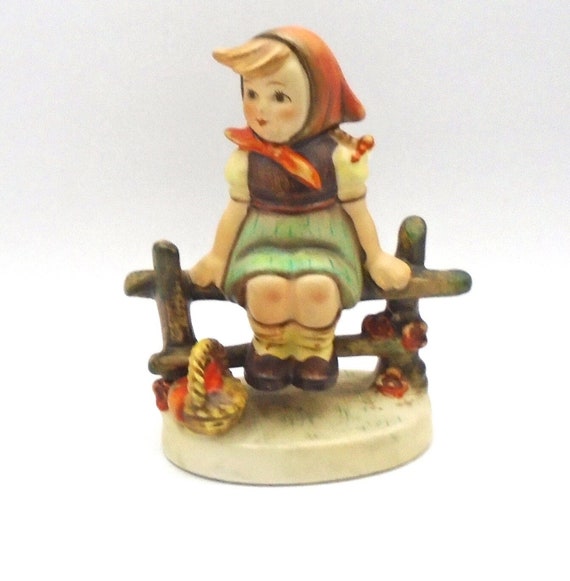 Vintage Hummel Figurine: "Just Resting" Girl on Fence, Full Bee Mark