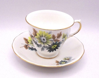 Vintage Queen Anne Bone China Floral Teacup and Saucer - Made in England