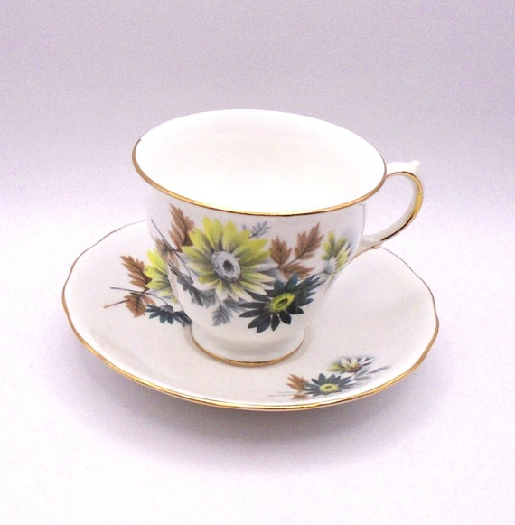 Vintage Queen Anne Bone China Floral Teacup and Saucer - Made in England