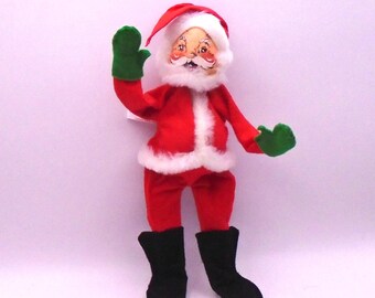 Vintage Annalee Mobiltee 8-1/2" Posable Santa Claus, Circa 1963, Made in USA, Retired Santa