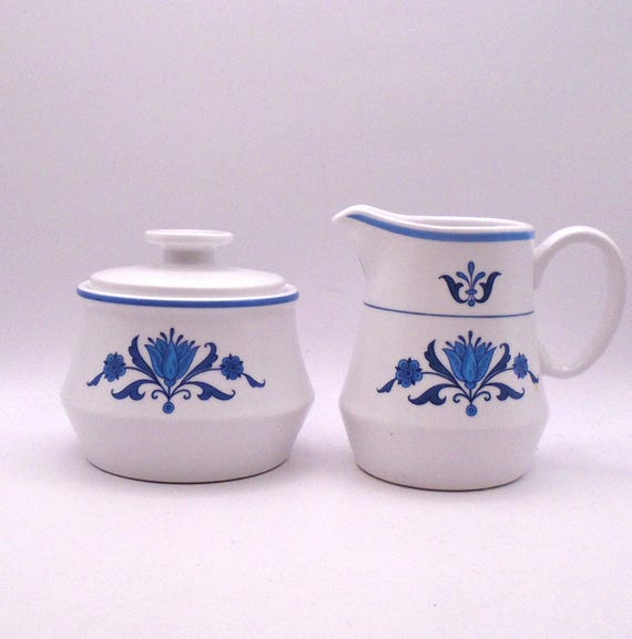 Vintage Noritake Blue Haven Stoneware Creamer and Sugar Bowl Set