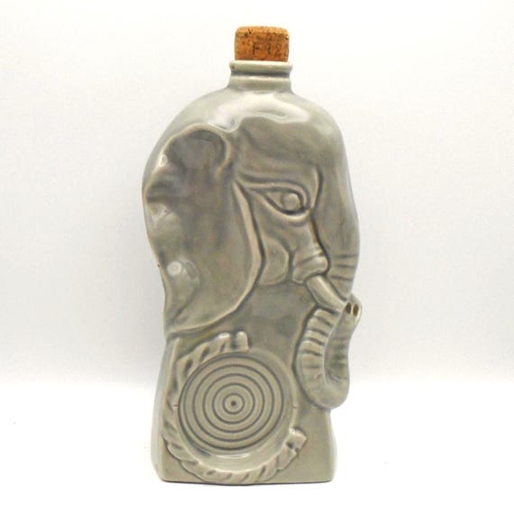 Vintage Collectible Jim Beam Whiskey Decanter, Circa 1956, Gray Elephant Shape, Republican Party Elephant