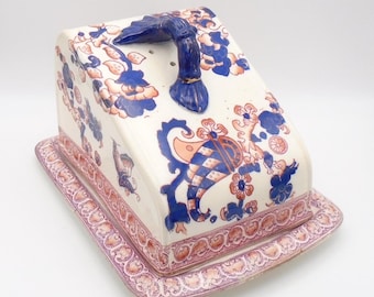 Antique 1890's "Imari" design Covered Cheese Dish by Simon Fielding & Co, Made in England