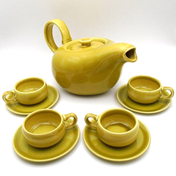 Vintage Mid-Century Modern Russell Wright "American Modern" Tea Set, Steubenville Pottery