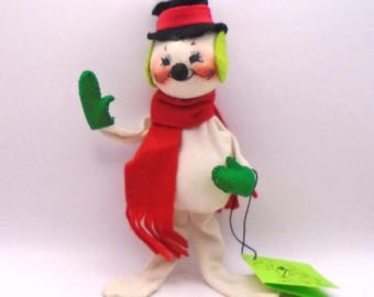 Vintage Annalee Mobilitee Posable 9" Frosty Snowman, Circa 1971, with Original Tag and Bag