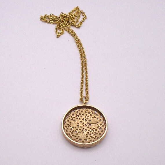 Vintage Sarah Cov Goldtone Pendant /Medallion Nec… - image 2