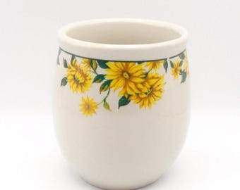 Thomas Pottery Stoneware "Sunflower" Crock/ Utensil Holder, Discontinued Pattern, Collectible