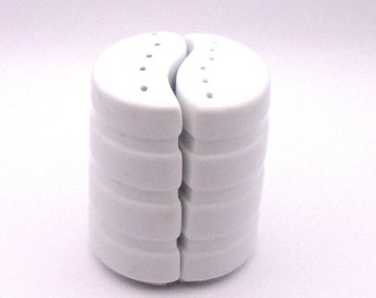 Vintage Fitz and Floyd Retro Symmetrical White Salt and Pepper Set