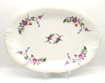 Vintage Royal Kent - Poland 13" Oval Serving Platter, Bavarian Rose Pattern RKT3, Discontinued Piece