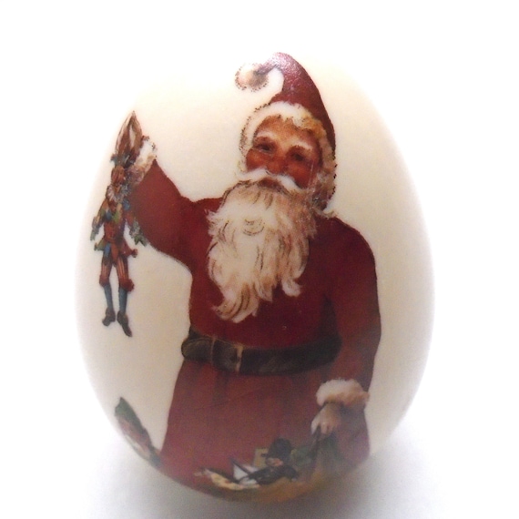 Vintage Collectible Porcelain "Eggzakly" with Santa, Made in USA