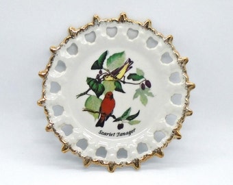 Vintage Scarlet Tanager Bird Theme 6 inch Plate by Enesco