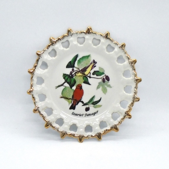 Vintage Scarlet Tanager Bird Theme 6 inch Plate by Enesco