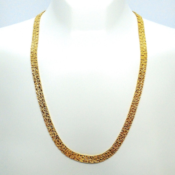 Vintage Nugget Textured Goldtone Serpentine Neckla