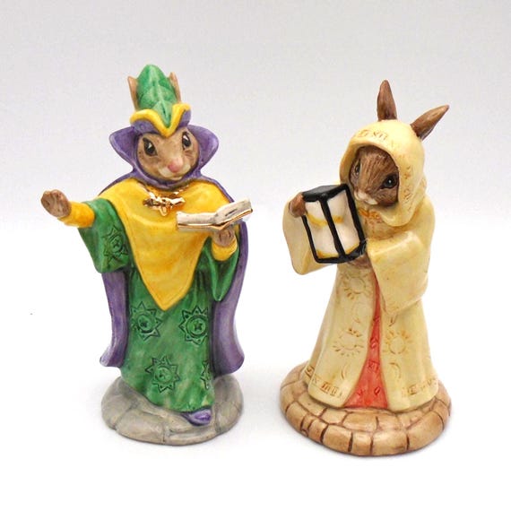 Vintage Royal Doulton "Mystic" and "Sands of Time" Bunnykins Figurines