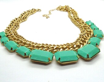 Vintage Aqua Faux Stone Necklace