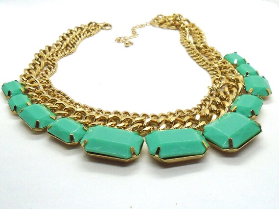 Vintage Aqua Faux Stone Necklace