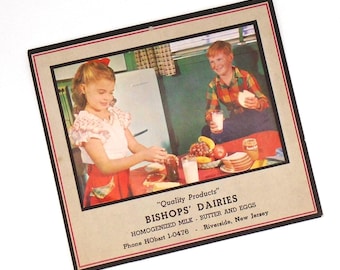 Vintage Unused 1956 "Bishops' Dairies" Promotional Calendar, Riverside, NJ
