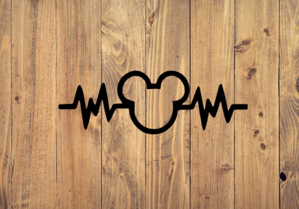 Disney EKG Decal Mickey Mouse Ears Etsy
