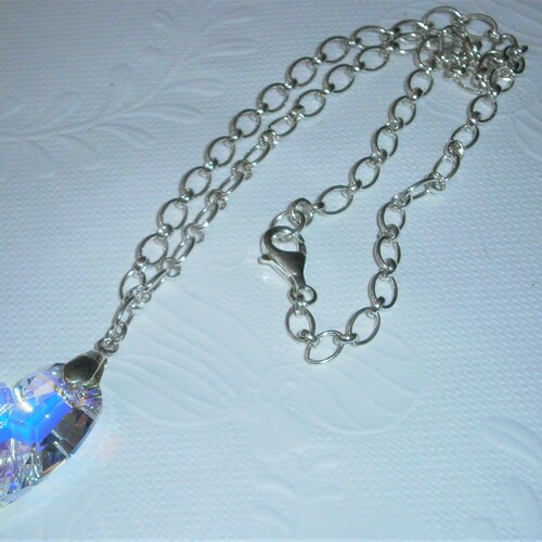 Devoted to You Vintage Swarovski Heart 925 sterling Pendant Necklace shops and Earrings Set