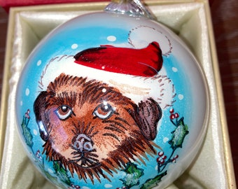 Li Bien 2017 Santa Dog Ornament, Li Bien Santa 2017 Ornament, Li Bien 2017 Hand Painted Christmas Dog Ornament, 2017 Dog Ornament