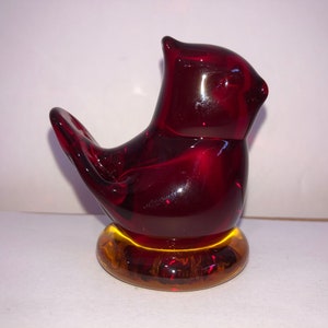 Vintage Blown Glass Red Mini Cardinal Bird, Red Glass Cardinal Bird, Bird Cardinal Paperweight, W Ward 1990, Little Cardinal of Love