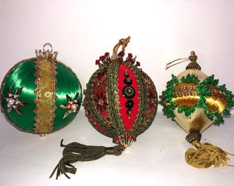 sequin and beaded christmas ornaments