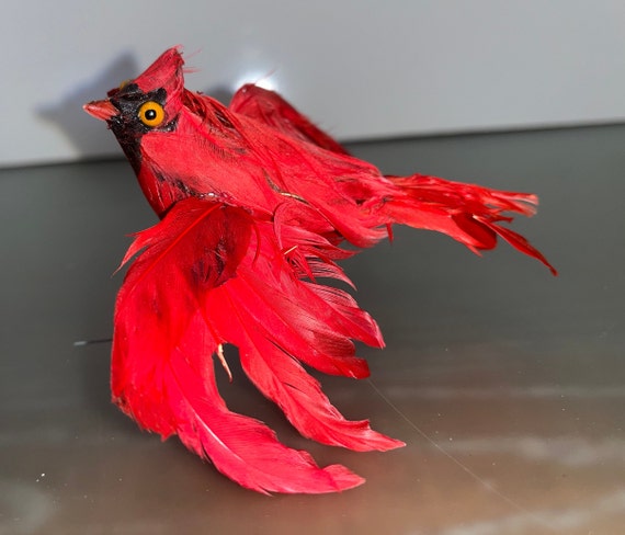 Ornamento Natalizio Fatto A Mano Con Coppia Di Uccelli Piumati – 15 Cm, In Schiuma, Per Albero E Ghirlande