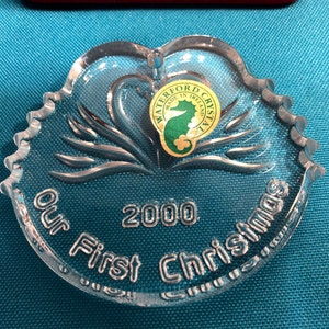 Vintage Waterford Crystal Our First Christmas Ornament, Waterford 2000 First Christmas Swans Ornament, Waterford Marquis 2000