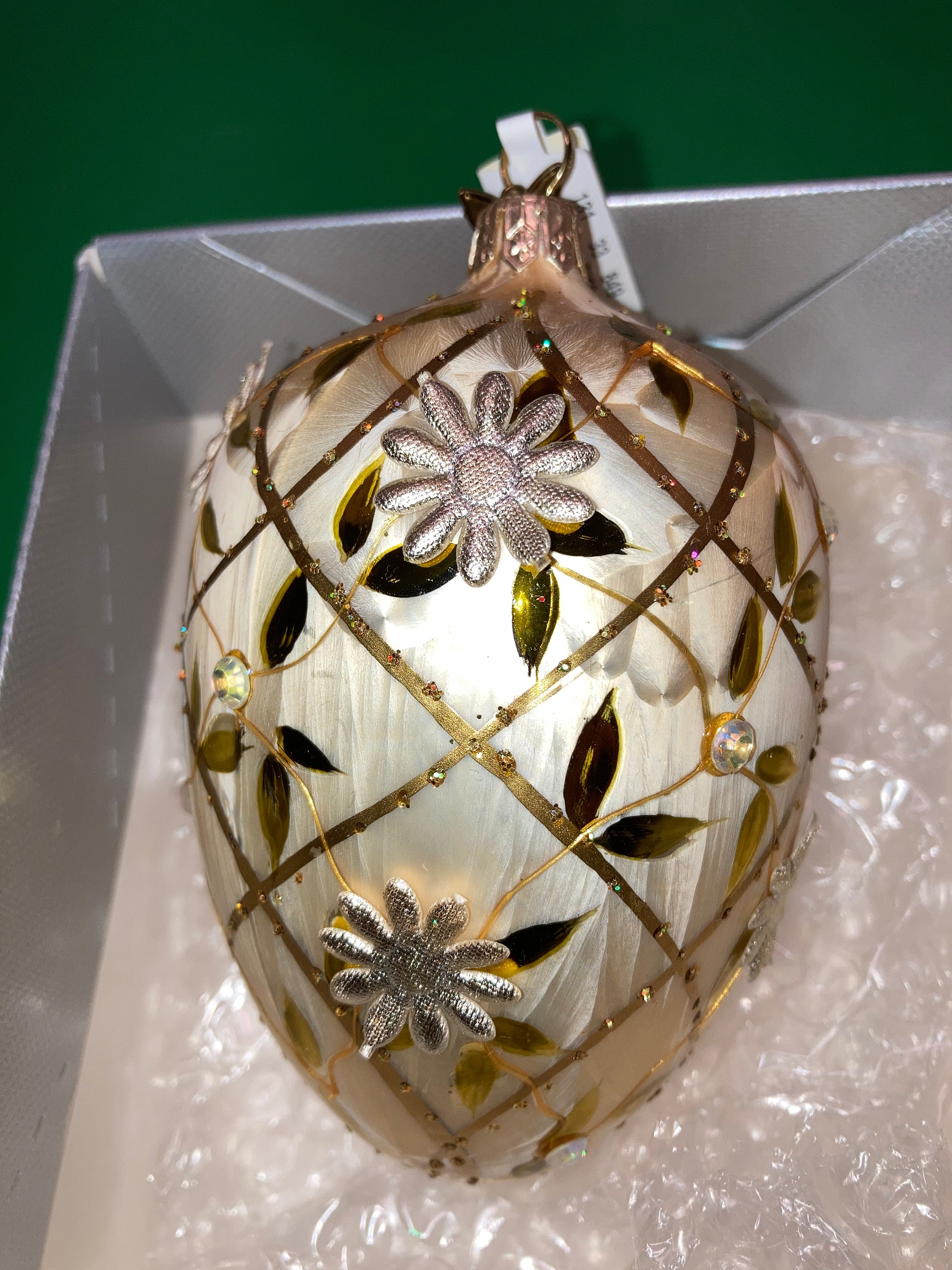 Glass Egg Mardi Gras Egg With Carnival Ornamental Decor Glass Handmade  Elegant Ornament 