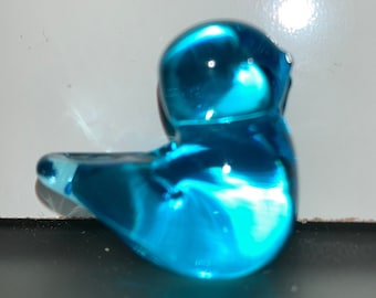 Mini Turquoise Glass Bluebird, Blue Bird of Happiness, Turquoise Glass Blue Bird, Little Blue Bird, Miniatuur Bluebird Presse-papier Ron Ray