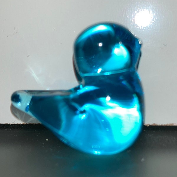 Mini Turquoise Glass Bluebird, Blue Bird of Happiness, Turquoise Glass Blue Bird, Little Blue Bird,  Miniature Bluebird Paperweight Ron Ray