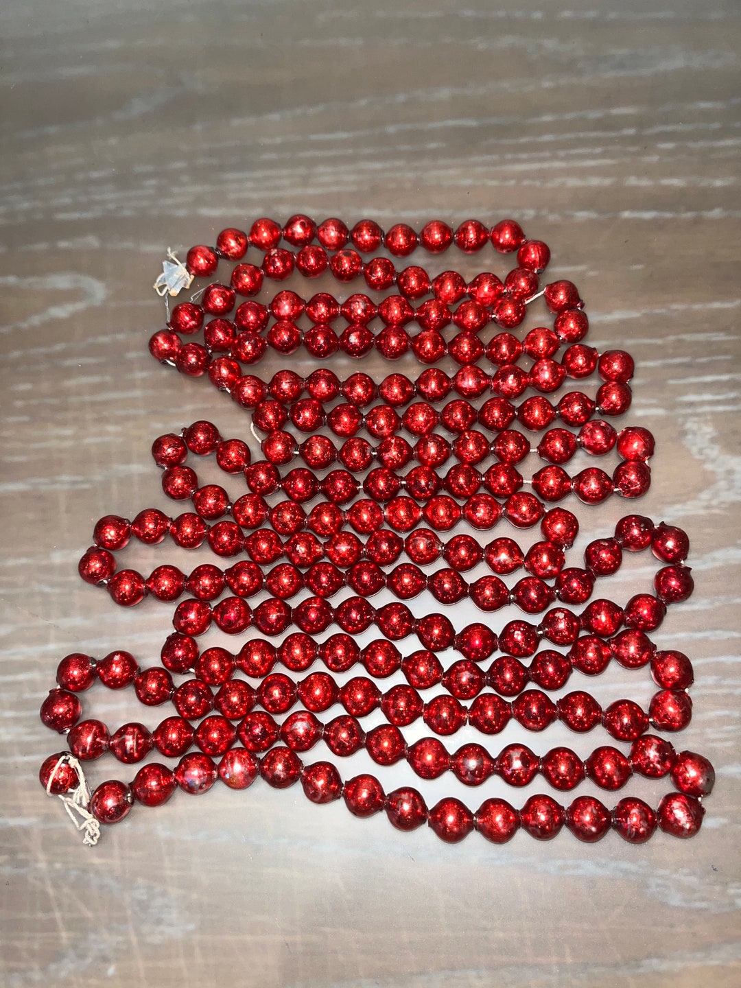 Vintage 99 Mercury Glass Bead Garland Red 3/8 Etsy