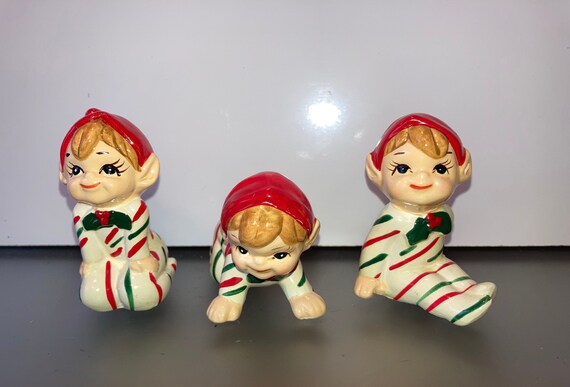 Set of Vintage Christmas Pixies Candy Cane Baby Pixie Elf | Etsy
