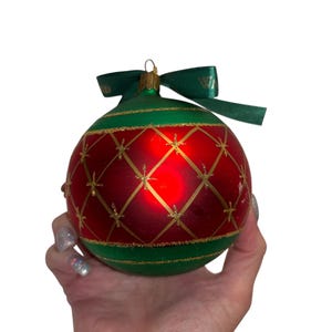 Waterford Holiday Heirlooms Christmas Ball, Waterford Red, Green Gold Heirloom Ornament, Waterford 4&quot; Glittered Ornament, READ