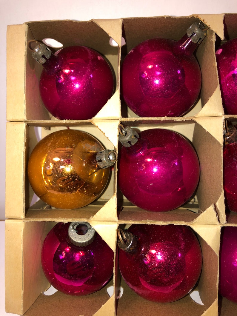 12 Fuchsia Glass Ornaments Japan Hot Pink Glass Ornaments | Etsy
