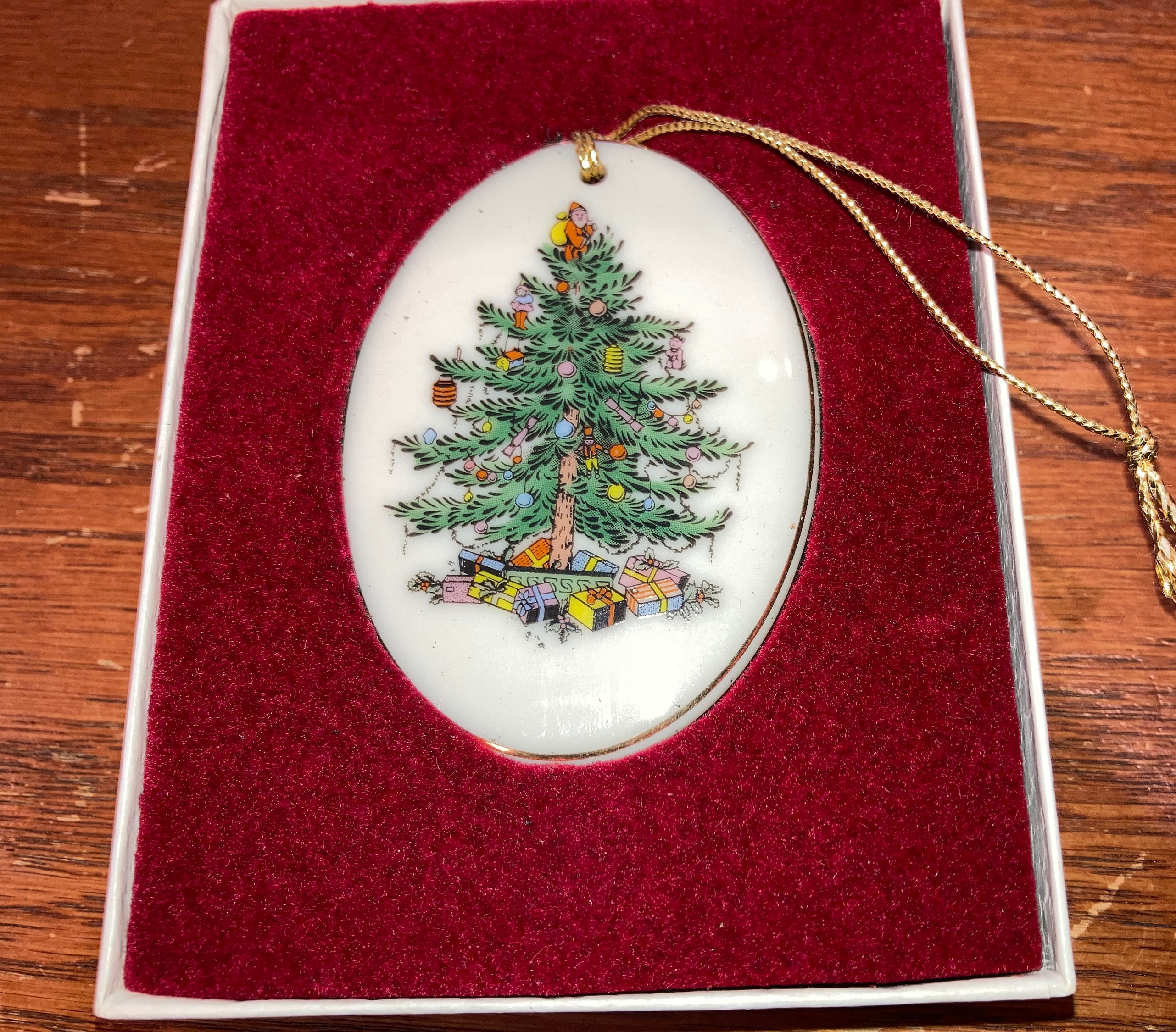 Vintage Spode Christmas Tree Ornament Spode Happy Holidays Etsy
