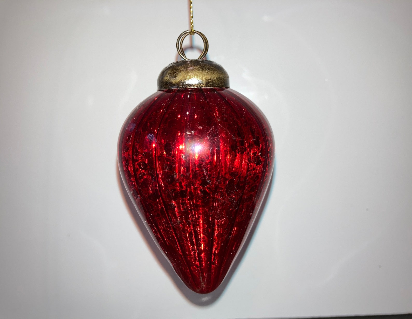 Vintage Kugel Red Ornament Mercury Glass Red Teardrop Etsy