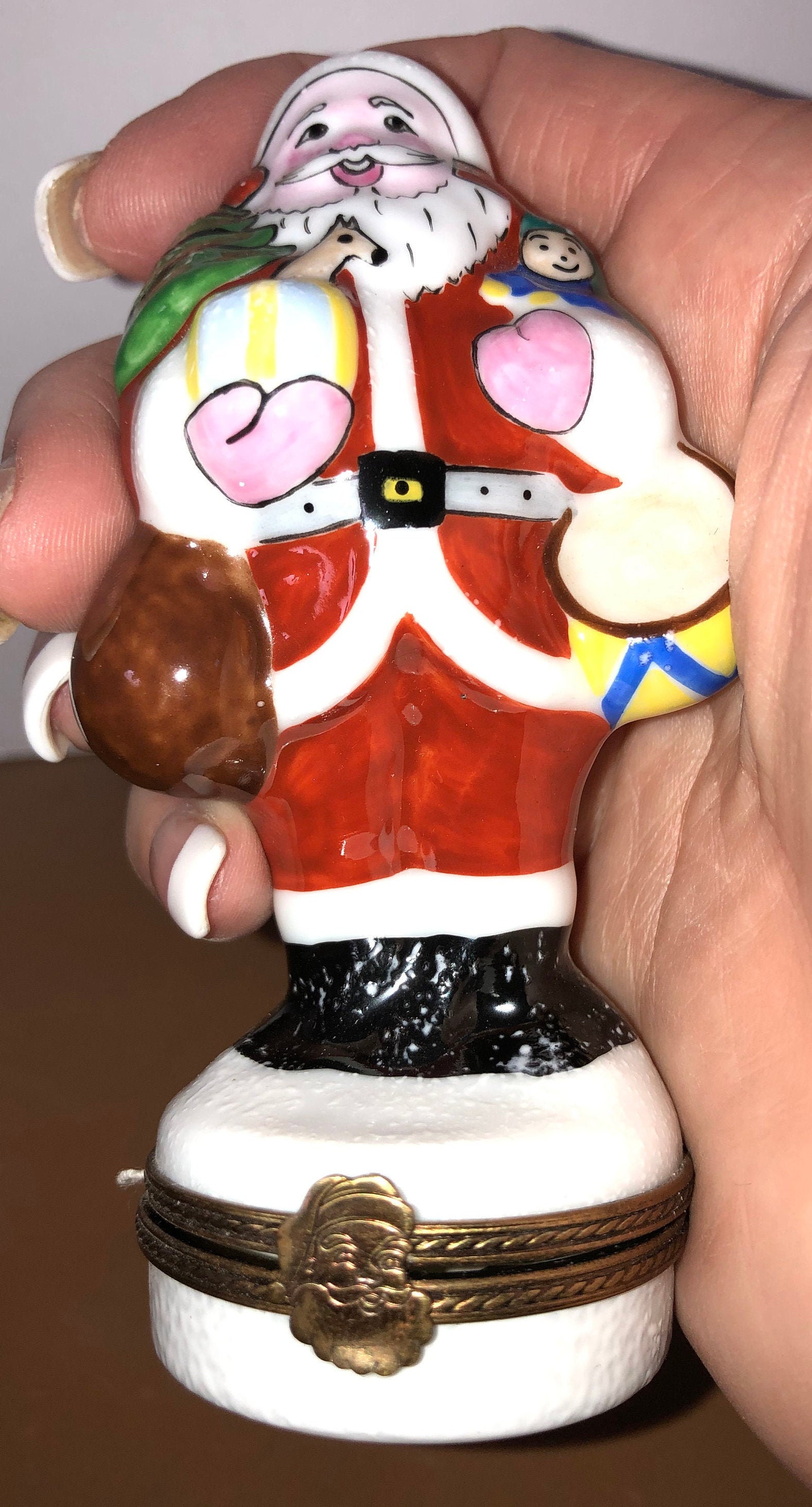Vintage Limoges Santa Box Christmas Santa Trinket Box Peint Etsy
