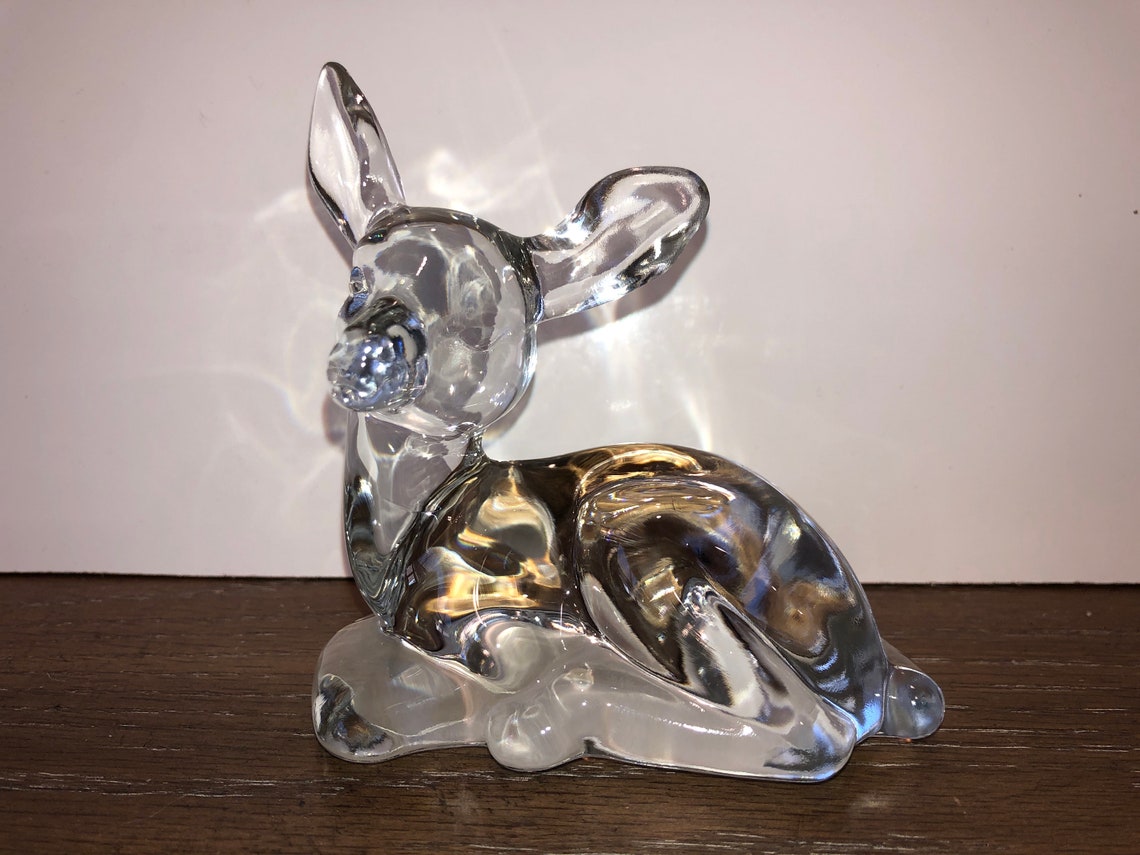 Fenton Clear Deer Figure Vintage Signed Fenton Glass Deer Etsy