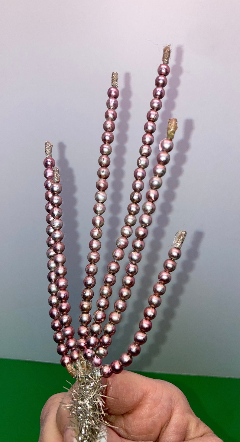 Vintage Mercury Glass Bead Spears Pink Mercury Glass Etsy