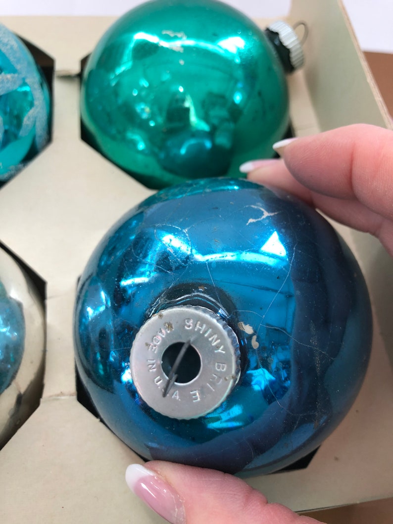 4 Jumbo Shiny Brite Ornaments Large Shiny Brite Ornaments Etsy