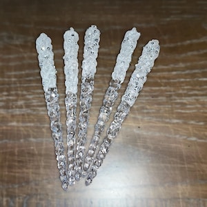 5 gefrostete Eiszapfen, Klare Eiszapfen Ornamente, Eiszapfen Klare Strasssteine, 15cm Eiszapfen, Klare Eiszapfenornamente