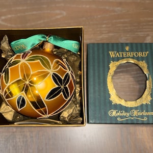 Vintage Waterford Heirlooms Lismore Ball Ornament, Waterford Lismore Gold Ball, Waterford 4" Lismore Gold Ball, New in Box