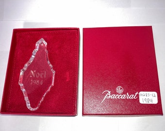 Baccarat Crystal Noel 1984 Ornament, Baccarat Noel 1984 Ornaments, Signed Baccarat Crystal Ornament 1984, with Box