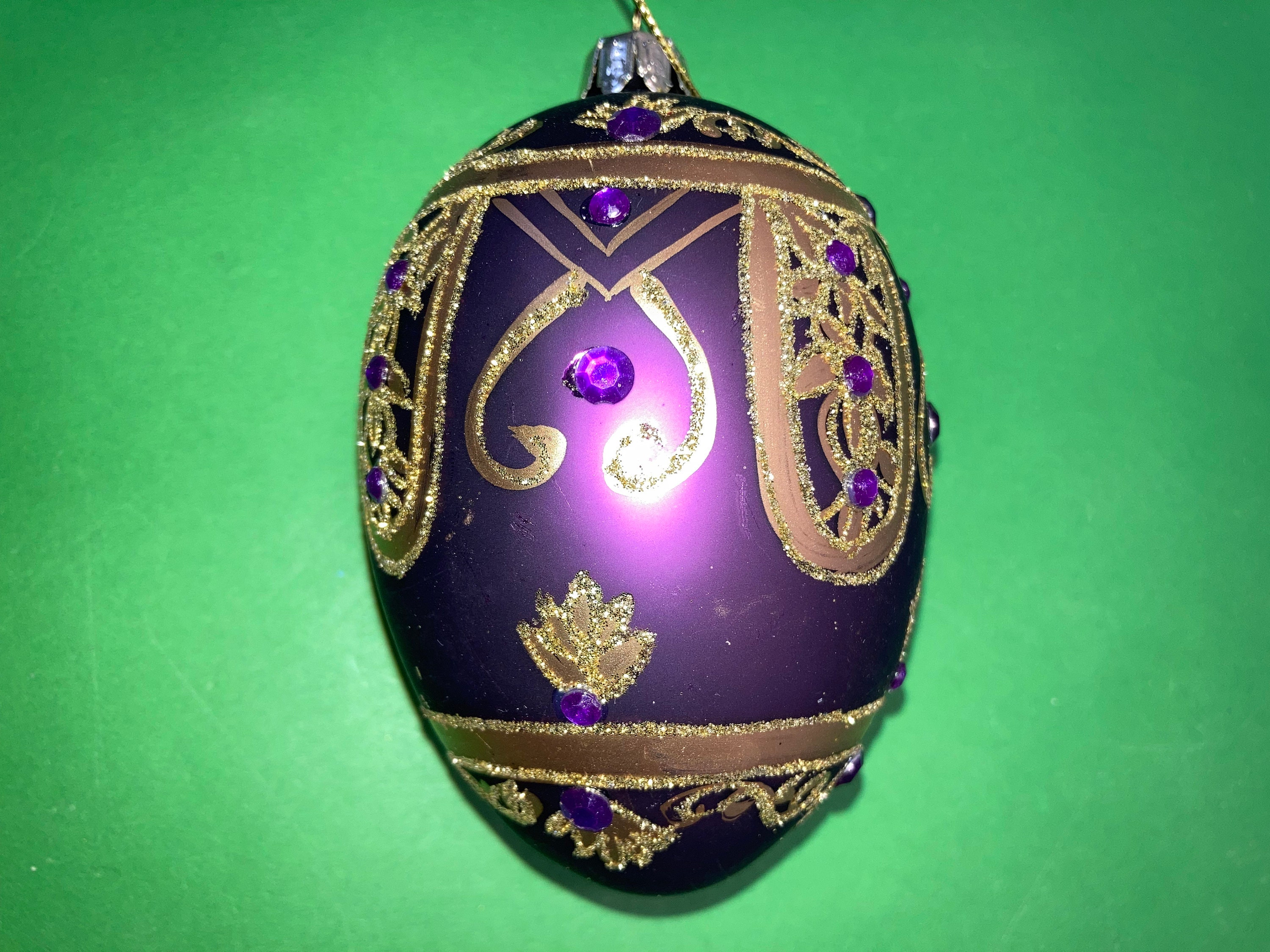 Glass Egg Mardi Gras Egg With Carnival Ornamental Decor Glass Handmade  Elegant Ornament 