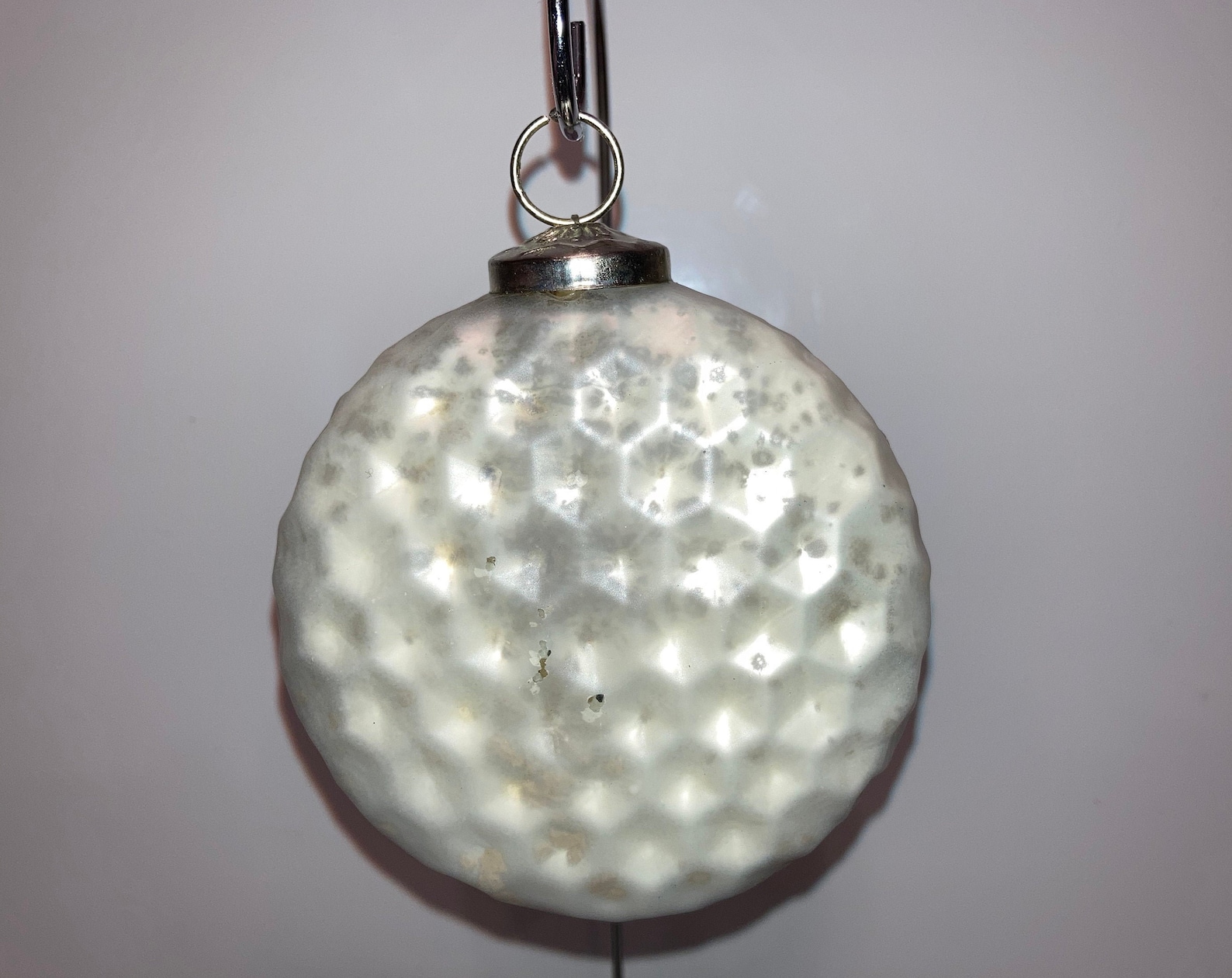 Large Kugel Ornament White Mercury Glass 4 Ornaments Etsy