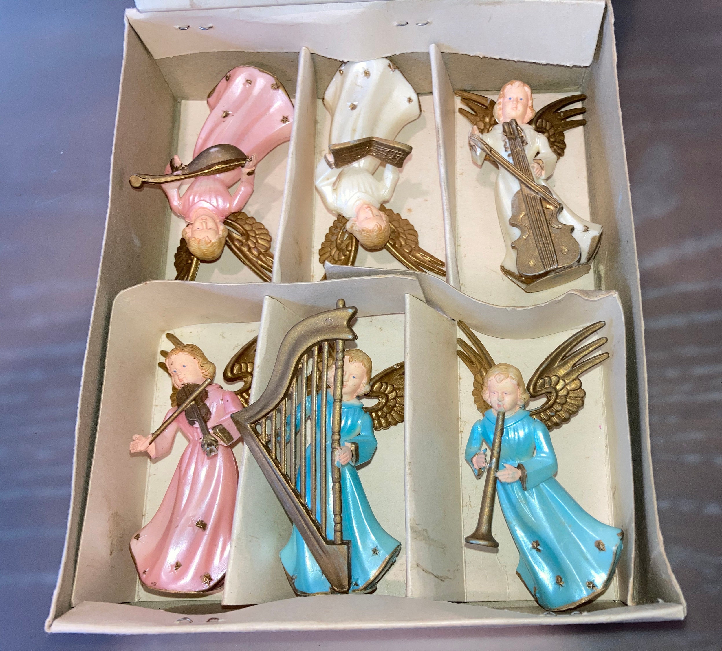 6 Vintage Angel Ornaments Angels Musicians Plastic Angels Etsy
