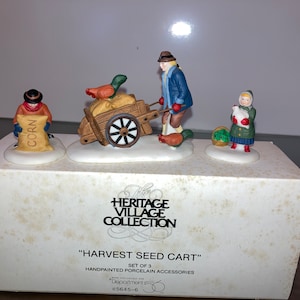 Vintage Dept 56 56456, Dept 56 Harvest Seed Cart, Vintage Dept 56 Heritage Village, Dept 56 Milho, Dept 56 Frango, na caixa