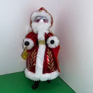 Vintage Saffieria De Carlini Santa Claus Ornament, 1980 De Carlini Italy 8&quot; Santa Ornament, Signed De Carlini Santa Gold Lantern Ornament